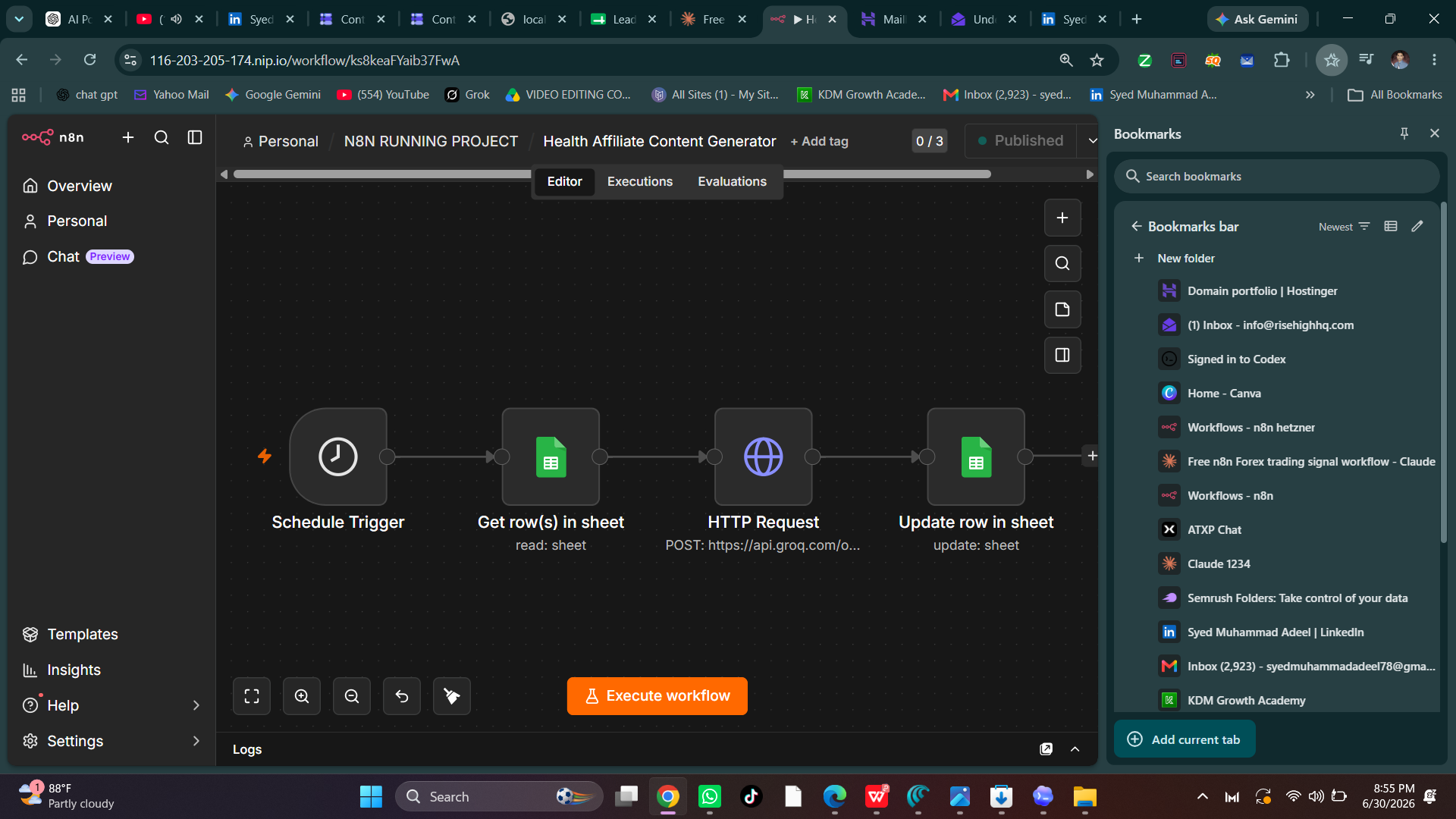Health Affiliate Content Generator n8n workflow