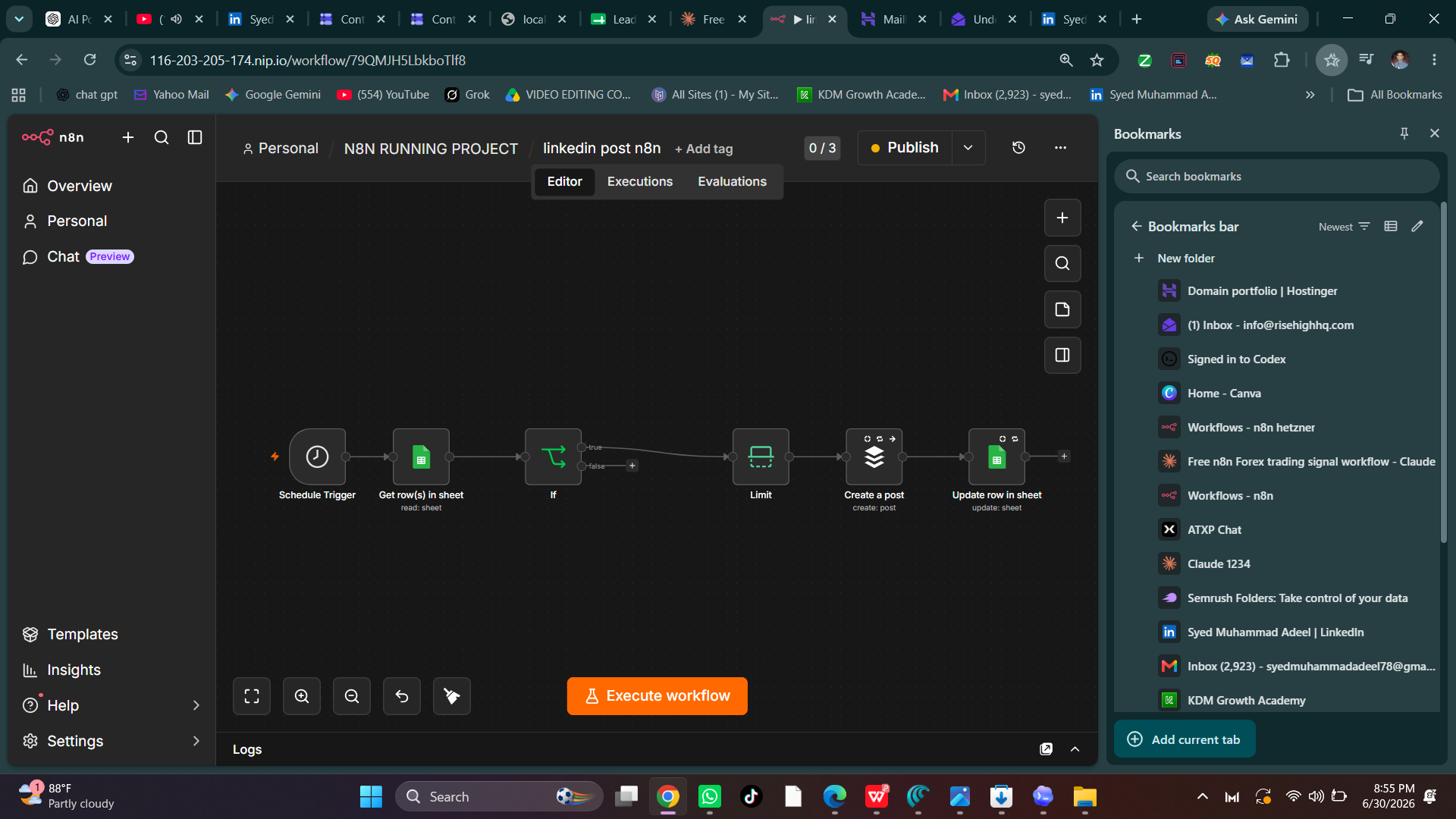 LinkedIn Post Automation n8n workflow